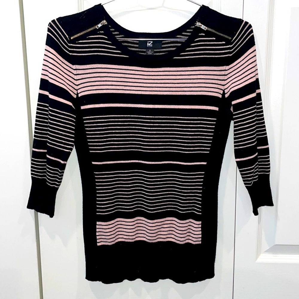 Pink and black fitted sweater top size small